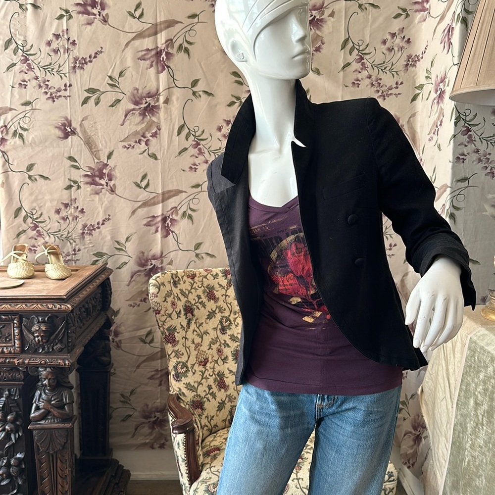 Snag Fit Linen Blazer Jacket XS to S size Black  Lined  High end designer